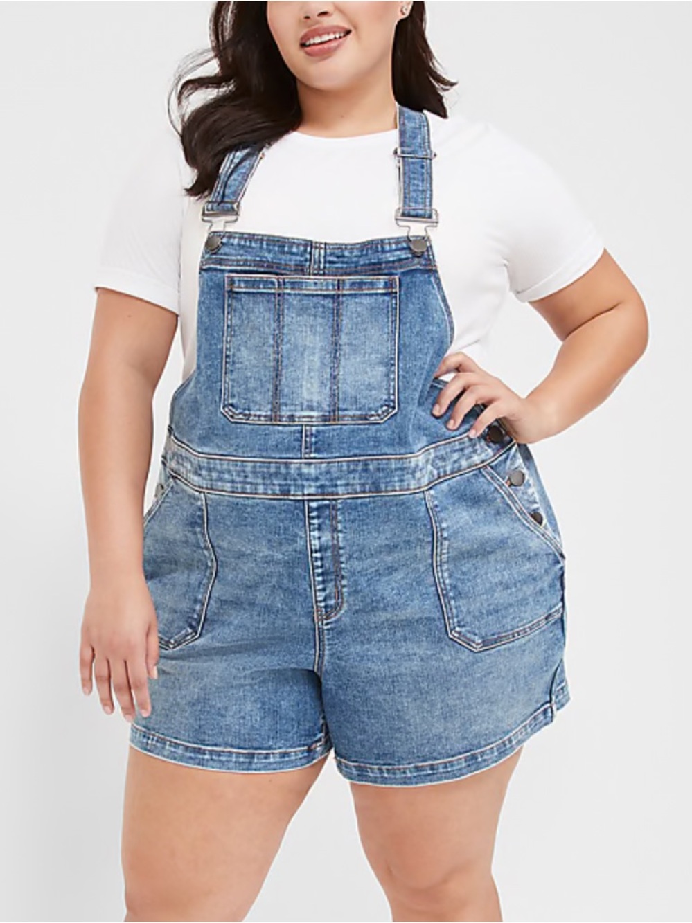 lane bryant Boyfriend Short Denim Overalls size 22